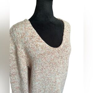 LOFT V-Neck Lightweight Tunic Sweater – Oatmeal Fleck, Size L
